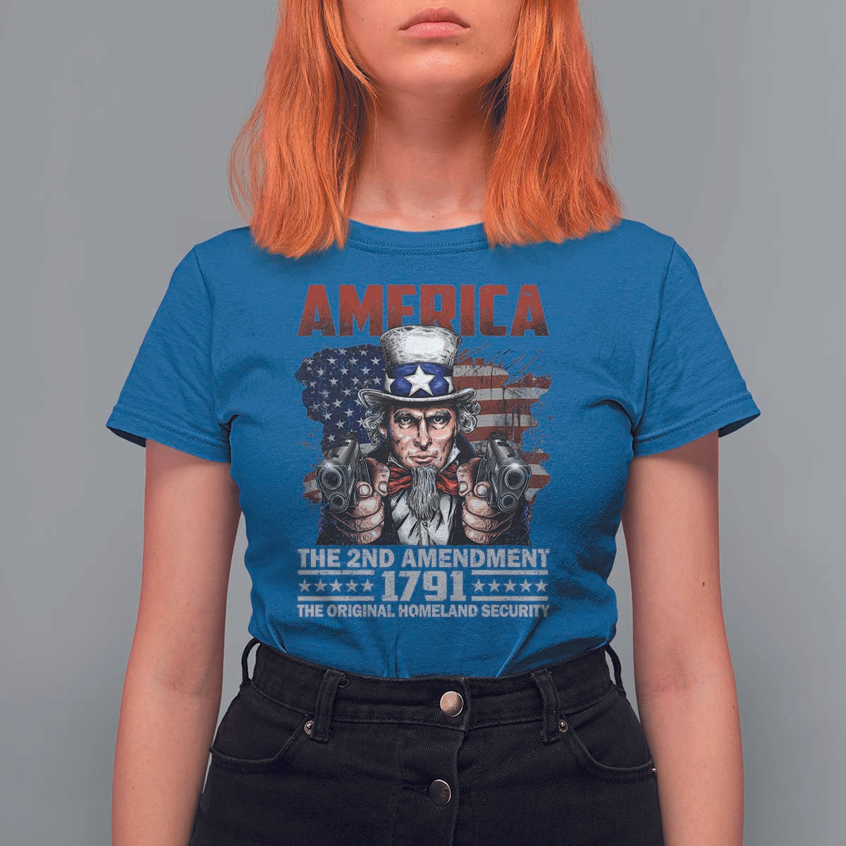 Funny The 2nd Amendment Uncle Sam T Shirt For Women America The Original Homeland Security - Wonder Print Shop