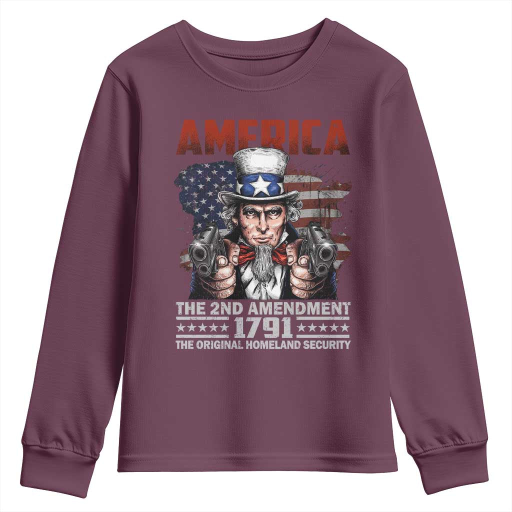 Funny The 2nd Amendment Uncle Sam Youth Sweatshirt America The Original Homeland Security - Wonder Print Shop
