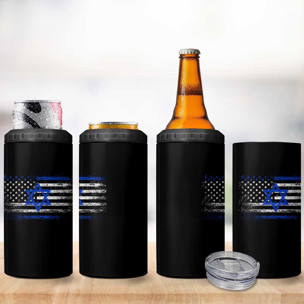Proud Israeli American 4 in 1 Can Cooler Tumbler Patriotic Israeli USA Flag - Wonder Print Shop
