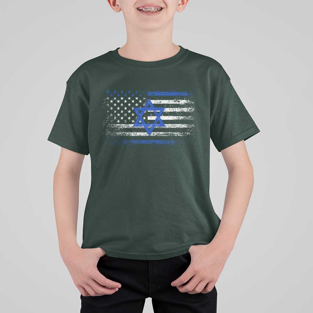 Proud Israeli American T Shirt For Kid Patriotic Israeli USA Flag - Wonder Print Shop