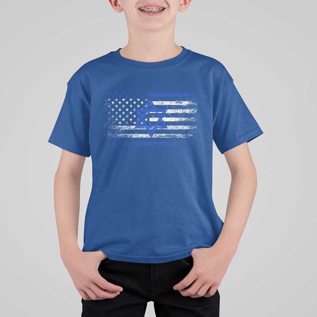 Proud Israeli American T Shirt For Kid Patriotic Israeli USA Flag - Wonder Print Shop
