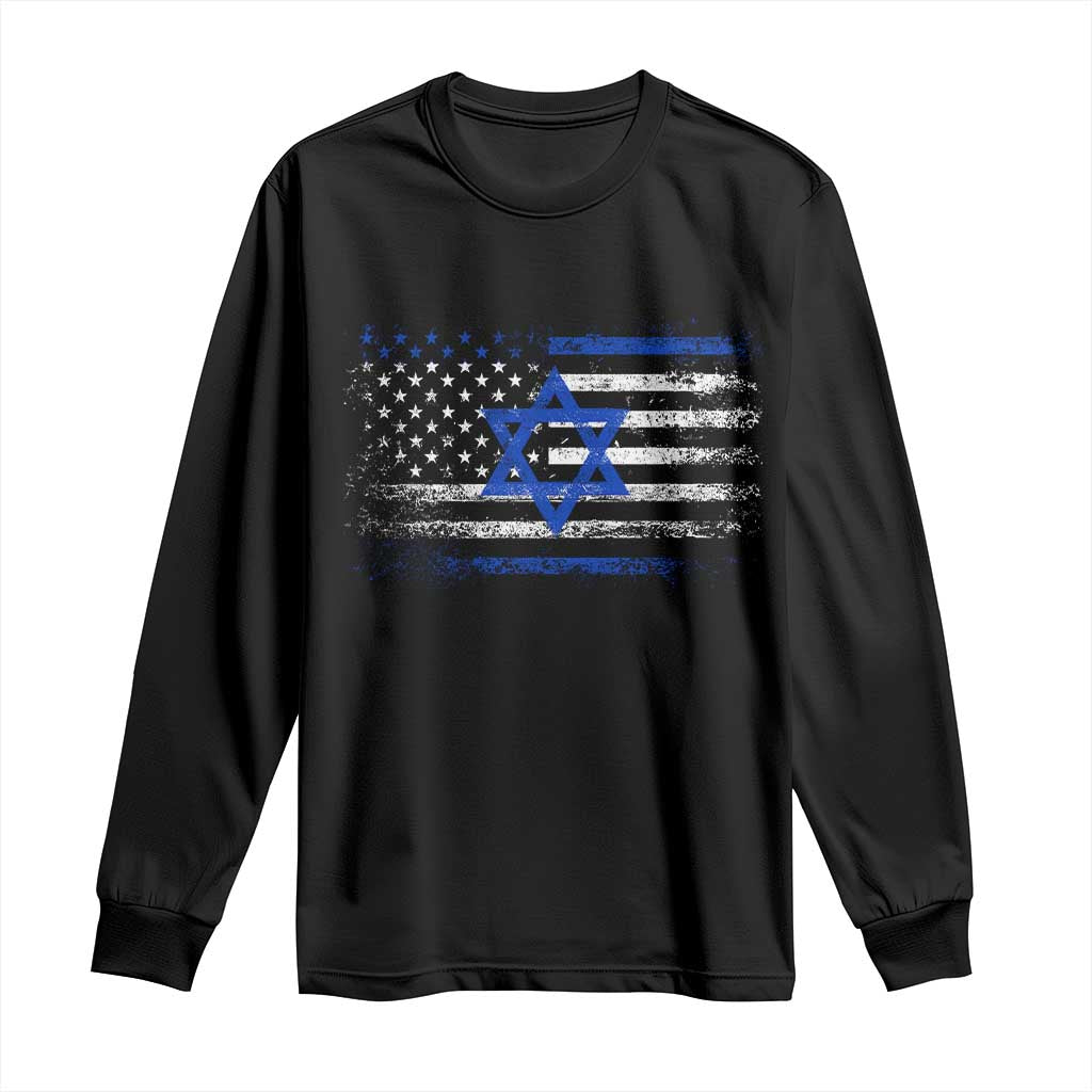 Proud Israeli American Long Sleeve Shirt Patriotic Israeli USA Flag - Wonder Print Shop