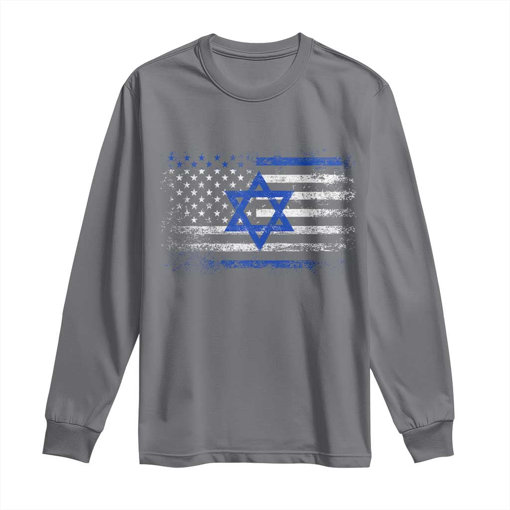 Proud Israeli American Long Sleeve Shirt Patriotic Israeli USA Flag - Wonder Print Shop