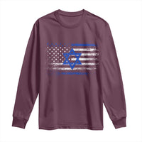 Proud Israeli American Long Sleeve Shirt Patriotic Israeli USA Flag - Wonder Print Shop