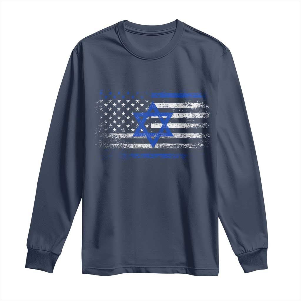 Proud Israeli American Long Sleeve Shirt Patriotic Israeli USA Flag - Wonder Print Shop