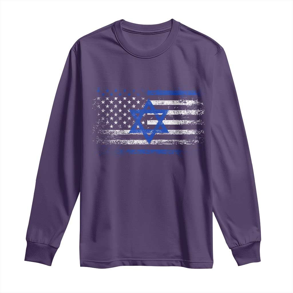 Proud Israeli American Long Sleeve Shirt Patriotic Israeli USA Flag - Wonder Print Shop
