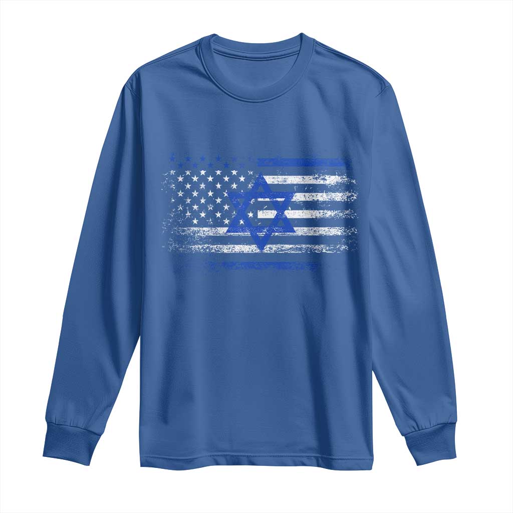 Proud Israeli American Long Sleeve Shirt Patriotic Israeli USA Flag - Wonder Print Shop