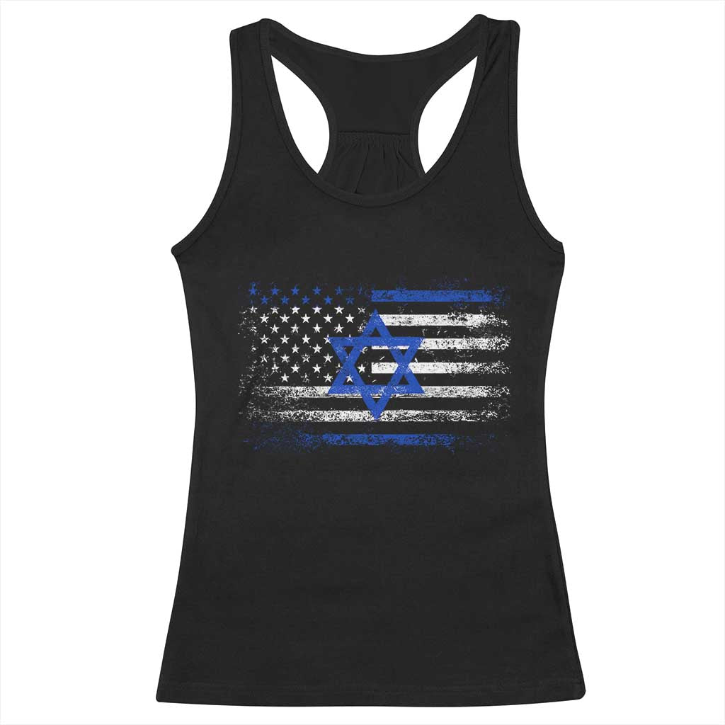 Proud Israeli American Racerback Tank Top Patriotic Israeli USA Flag - Wonder Print Shop