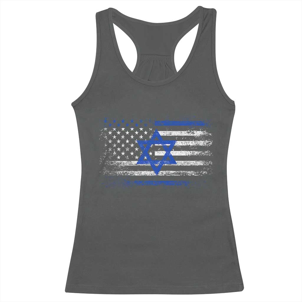 Proud Israeli American Racerback Tank Top Patriotic Israeli USA Flag - Wonder Print Shop