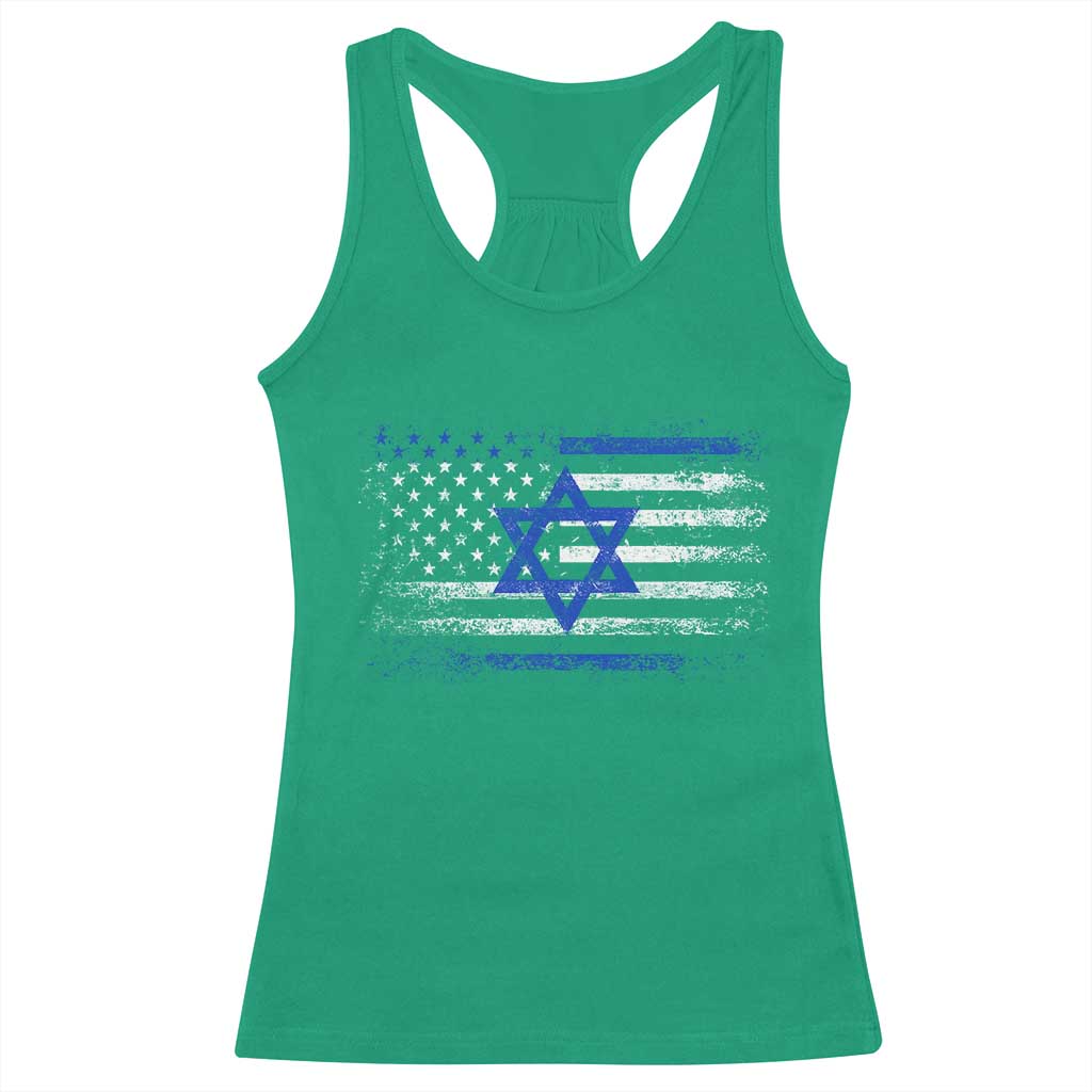 Proud Israeli American Racerback Tank Top Patriotic Israeli USA Flag - Wonder Print Shop
