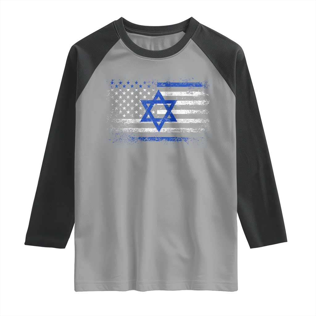 Proud Israeli American Raglan Shirt Patriotic Israeli USA Flag - Wonder Print Shop