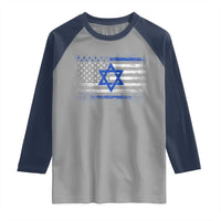 Proud Israeli American Raglan Shirt Patriotic Israeli USA Flag - Wonder Print Shop