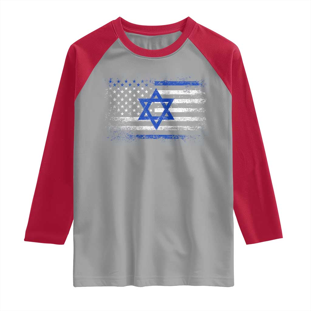 Proud Israeli American Raglan Shirt Patriotic Israeli USA Flag - Wonder Print Shop