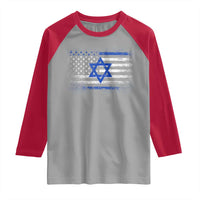 Proud Israeli American Raglan Shirt Patriotic Israeli USA Flag - Wonder Print Shop