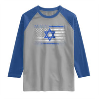 Proud Israeli American Raglan Shirt Patriotic Israeli USA Flag - Wonder Print Shop