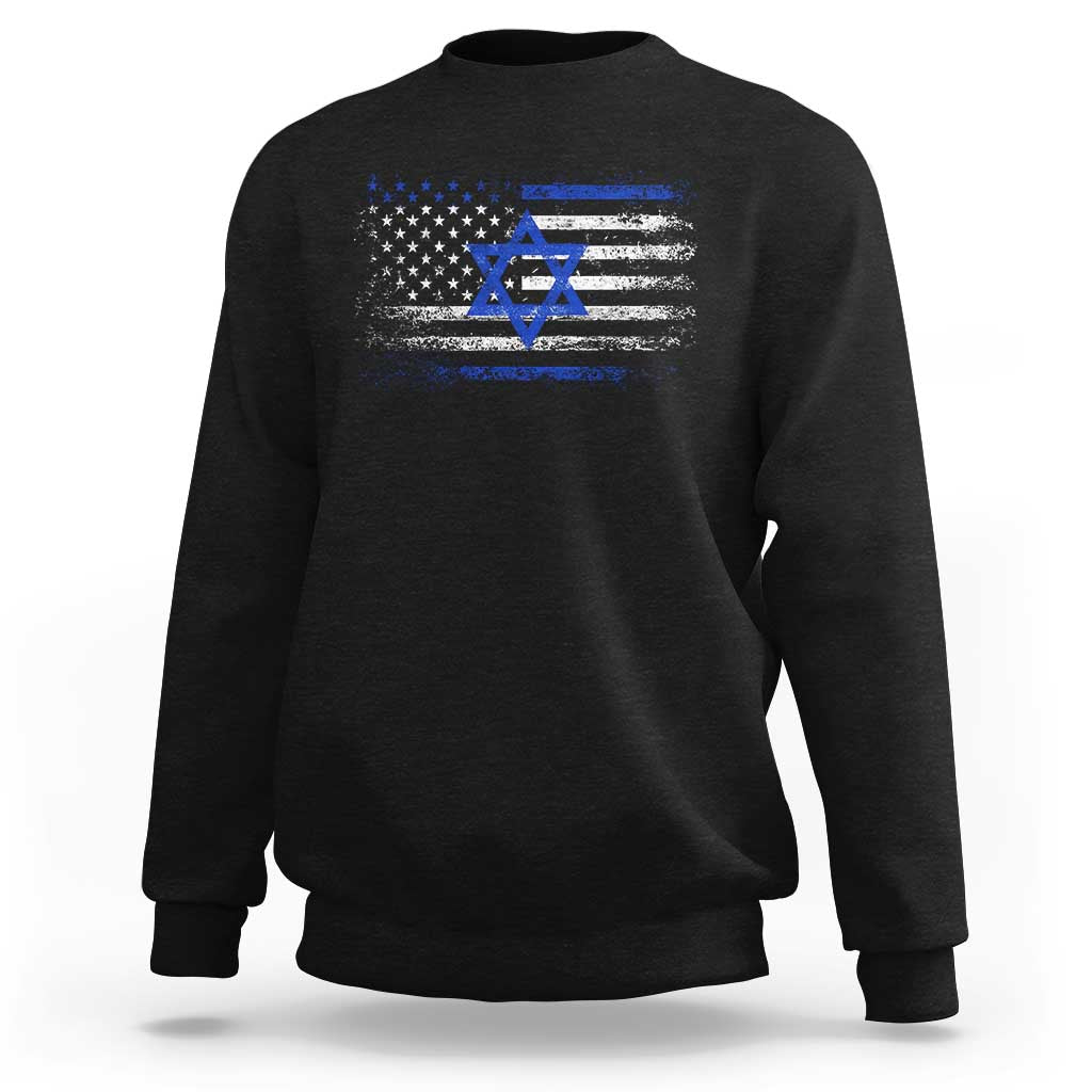 Proud Israeli American Sweatshirt Patriotic Israeli USA Flag - Wonder Print Shop