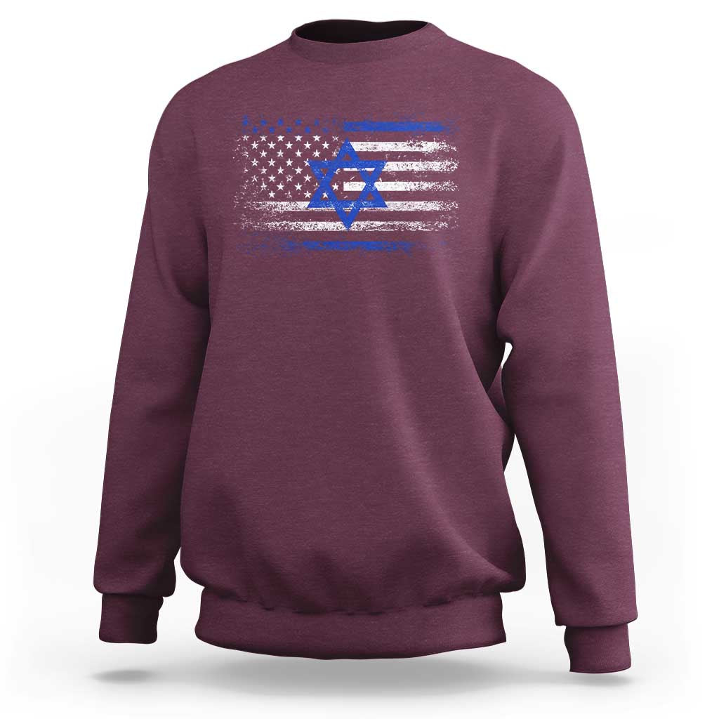 Proud Israeli American Sweatshirt Patriotic Israeli USA Flag - Wonder Print Shop