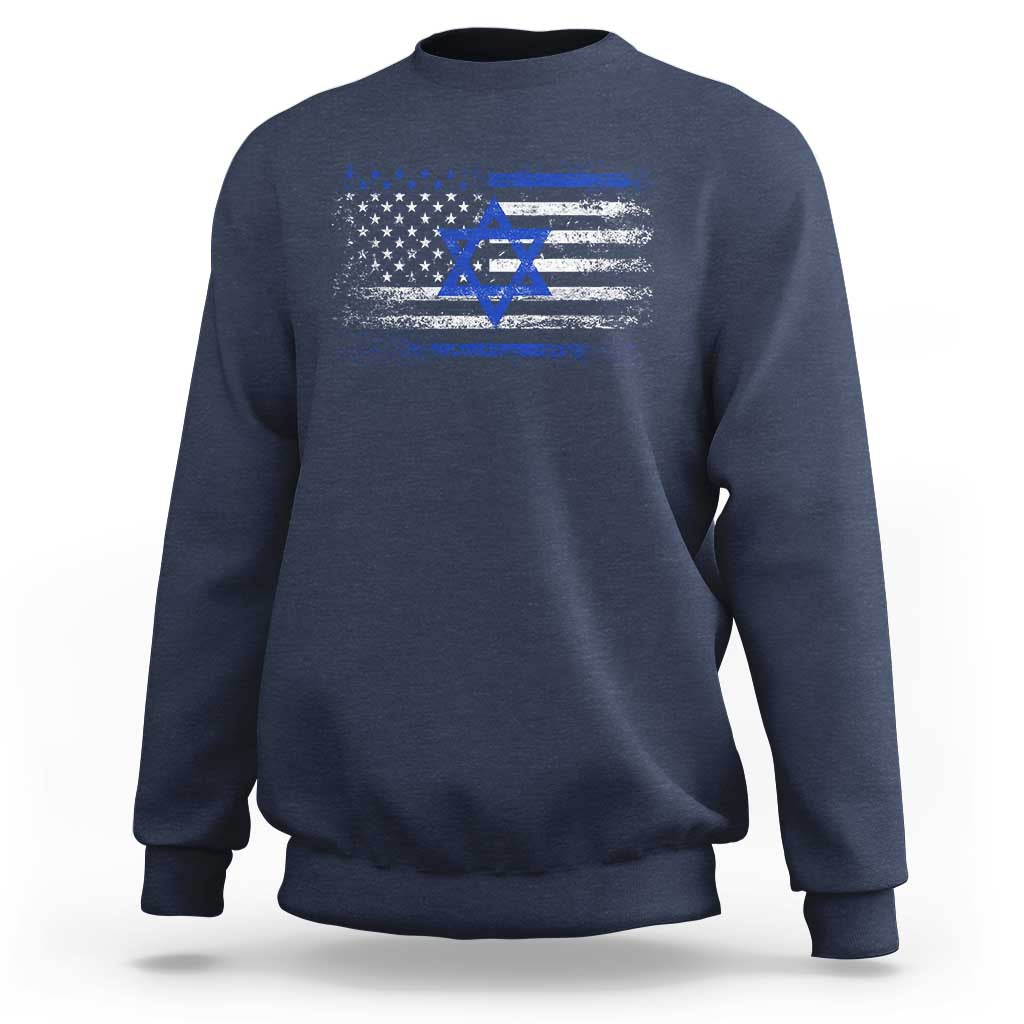 Proud Israeli American Sweatshirt Patriotic Israeli USA Flag - Wonder Print Shop