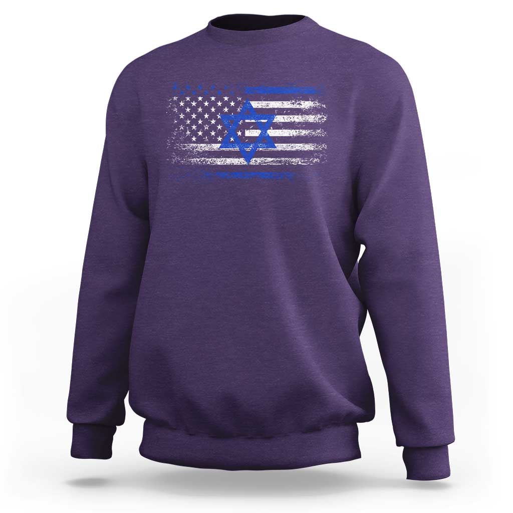 Proud Israeli American Sweatshirt Patriotic Israeli USA Flag - Wonder Print Shop