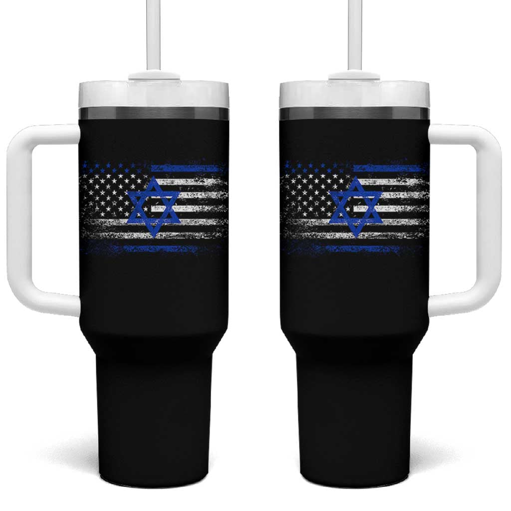 Proud Israeli American Tumbler With Handle Patriotic Israeli USA Flag - Wonder Print Shop
