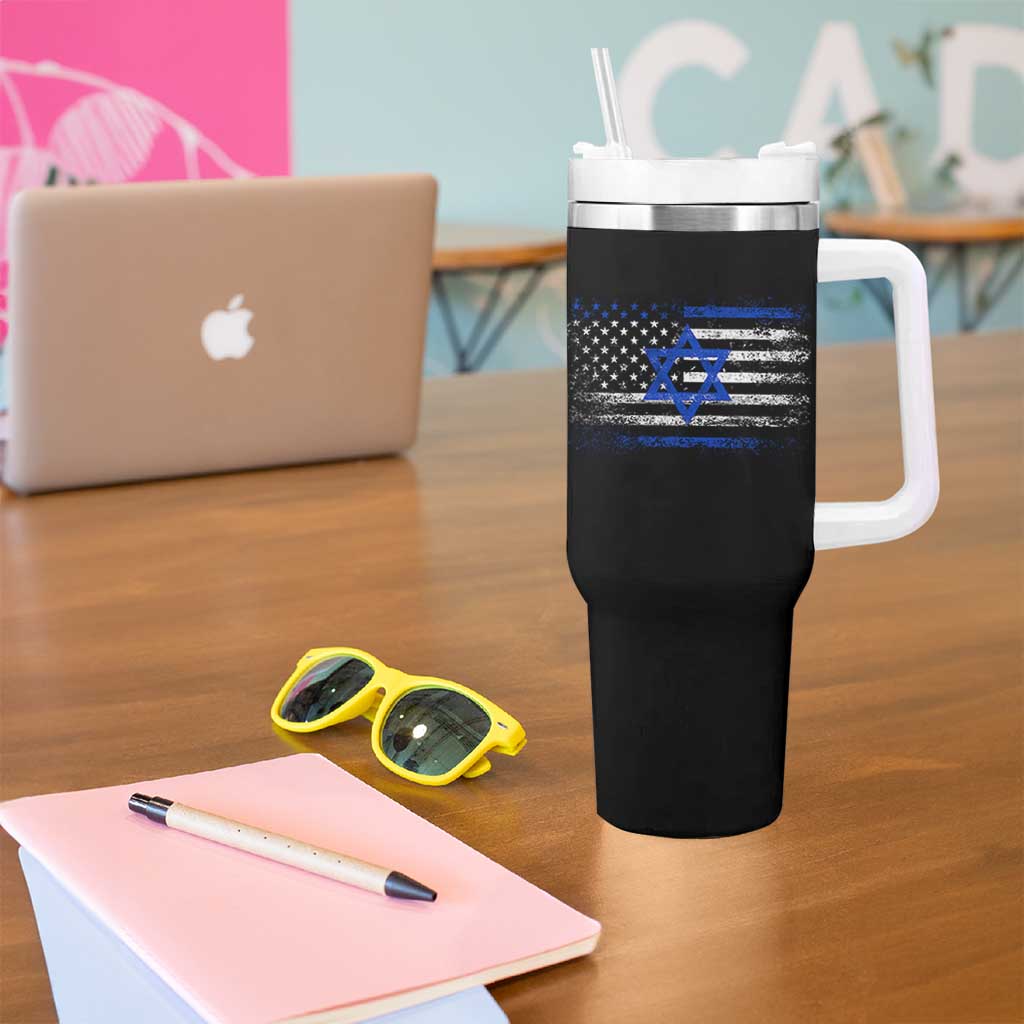Proud Israeli American Tumbler With Handle Patriotic Israeli USA Flag - Wonder Print Shop