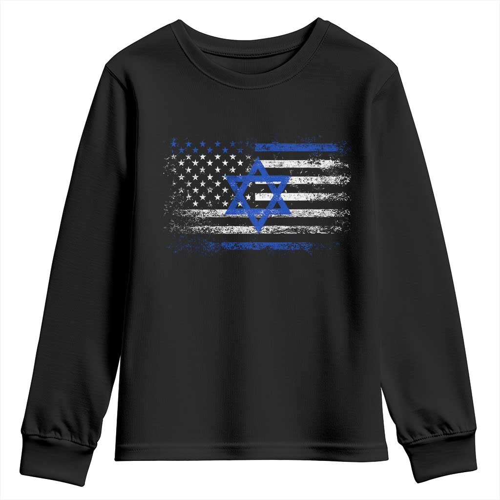 Proud Israeli American Youth Sweatshirt Patriotic Israeli USA Flag - Wonder Print Shop