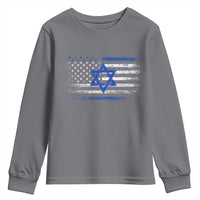 Proud Israeli American Youth Sweatshirt Patriotic Israeli USA Flag - Wonder Print Shop