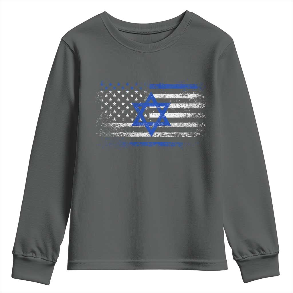 Proud Israeli American Youth Sweatshirt Patriotic Israeli USA Flag - Wonder Print Shop