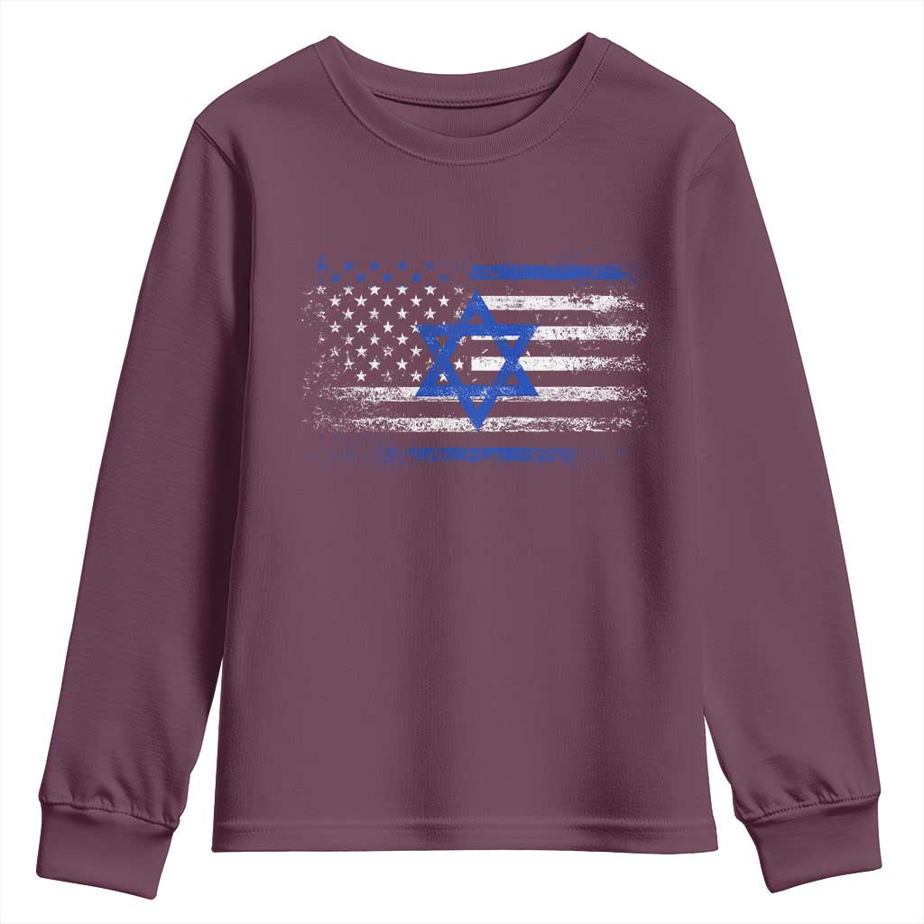 Proud Israeli American Youth Sweatshirt Patriotic Israeli USA Flag - Wonder Print Shop