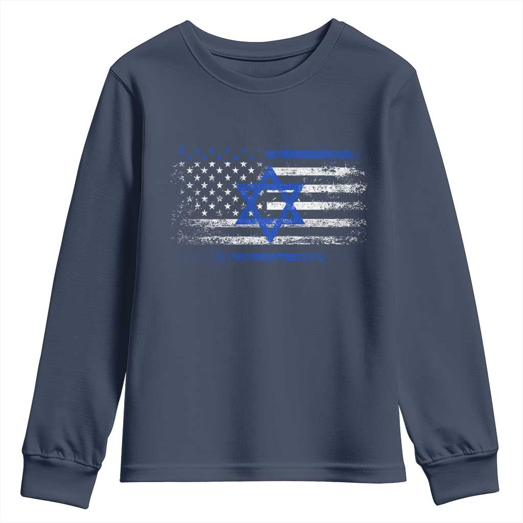 Proud Israeli American Youth Sweatshirt Patriotic Israeli USA Flag - Wonder Print Shop