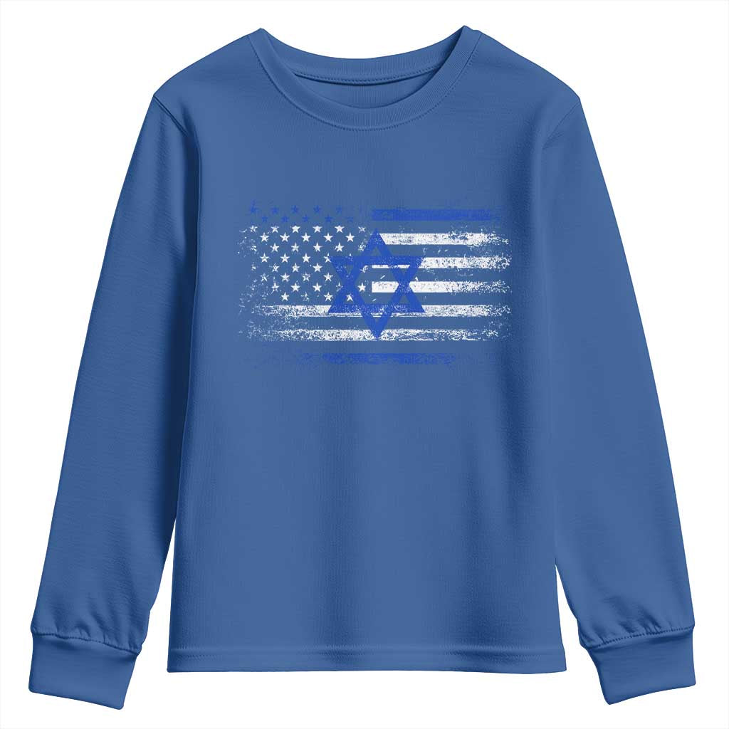 Proud Israeli American Youth Sweatshirt Patriotic Israeli USA Flag - Wonder Print Shop