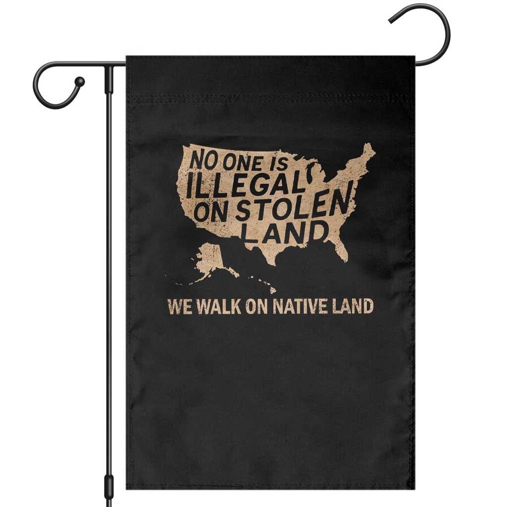 No One Is Illegal On Stolen Land Garden Flag We Walk On Native Land Vintage American Map - Wonder Print Shop