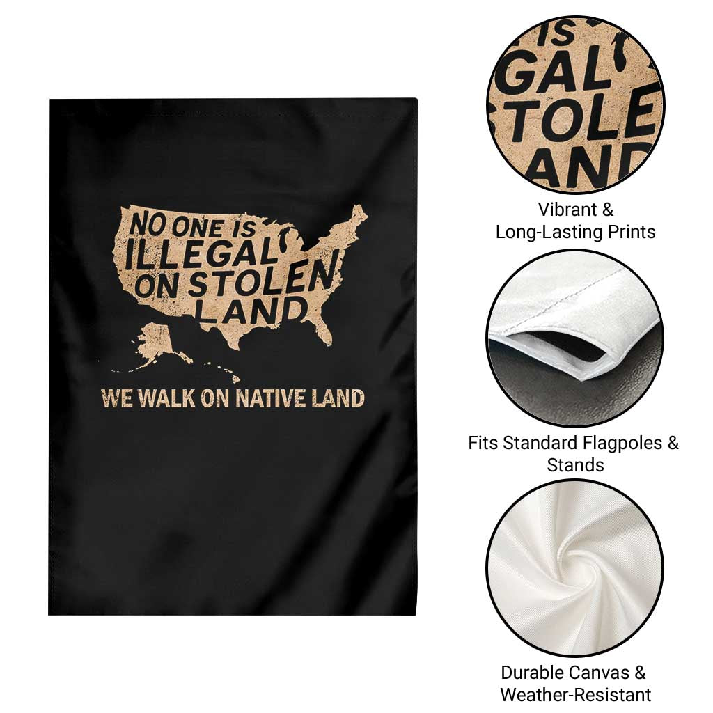 No One Is Illegal On Stolen Land Garden Flag We Walk On Native Land Vintage American Map - Wonder Print Shop