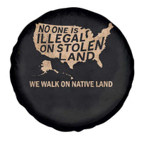 No One Is Illegal On Stolen Land Spare Tire Cover We Walk On Native Land Vintage American Map - Wonder Print Shop
