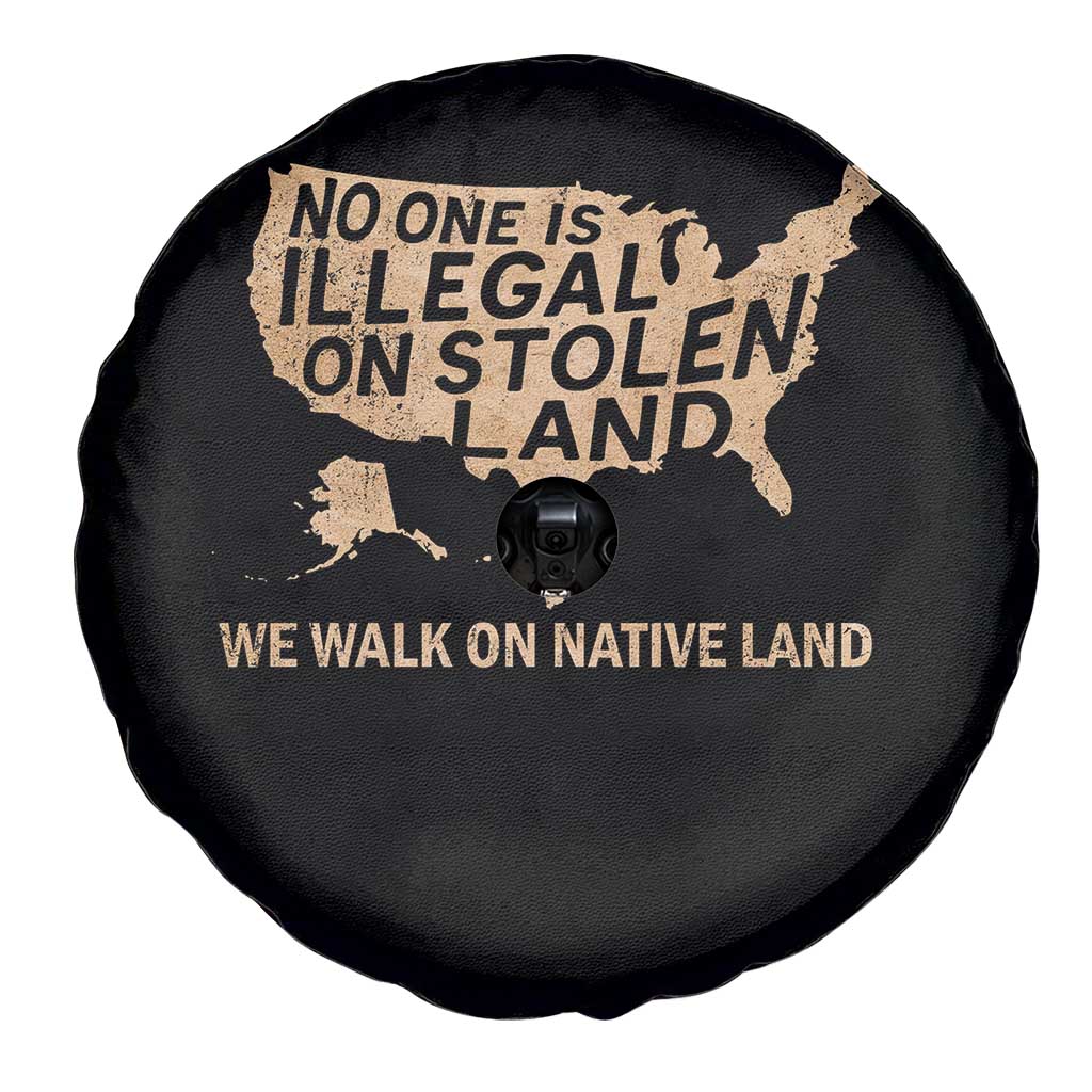 No One Is Illegal On Stolen Land Spare Tire Cover We Walk On Native Land Vintage American Map - Wonder Print Shop