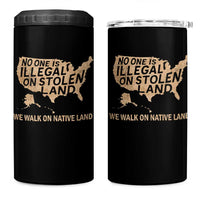 No One Is Illegal On Stolen Land 4 in 1 Can Cooler Tumbler We Walk On Native Land Vintage American Map - Wonder Print Shop