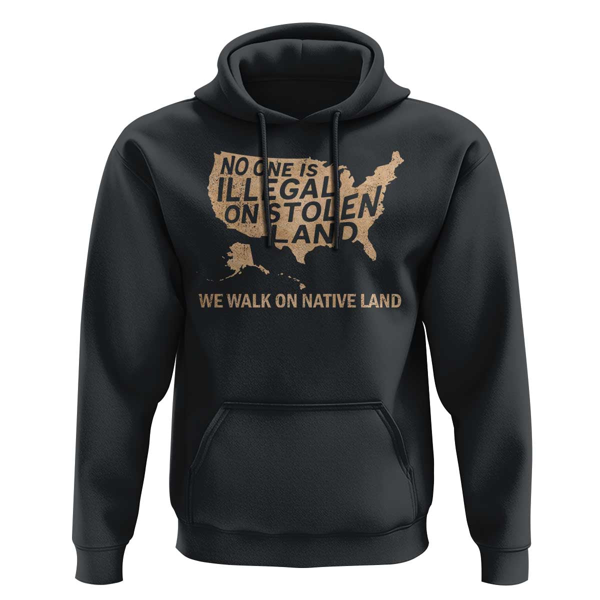 No One Is Illegal On Stolen Land Hoodie We Walk On Native Land Vintage American Map - Wonder Print Shop