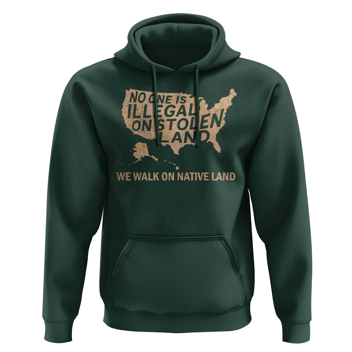 No One Is Illegal On Stolen Land Hoodie We Walk On Native Land Vintage American Map - Wonder Print Shop