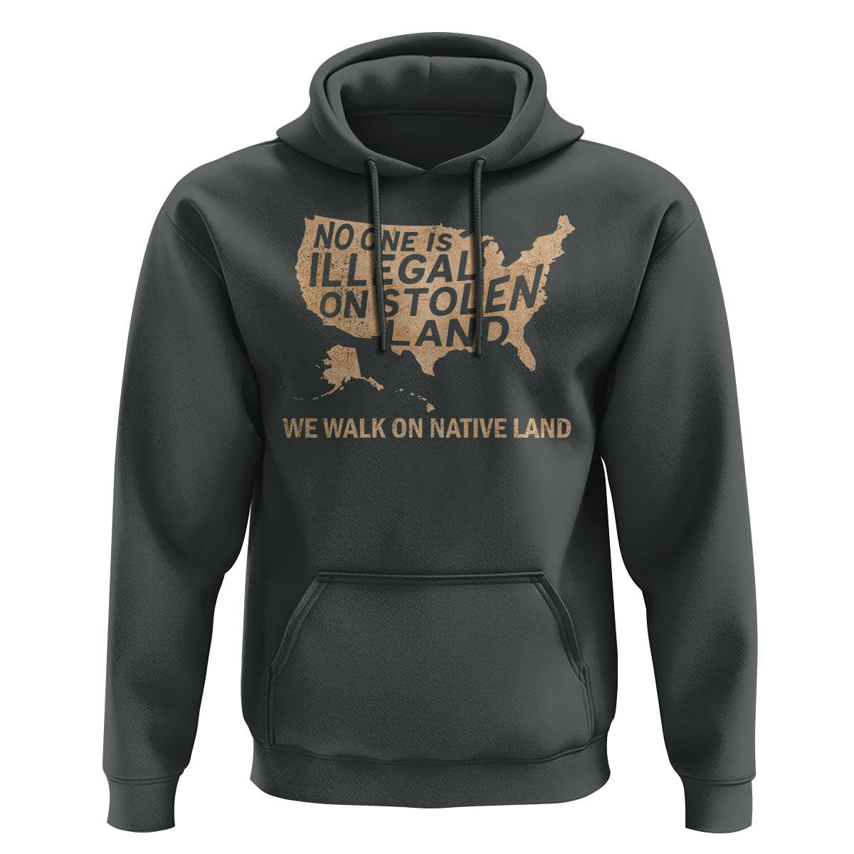 No One Is Illegal On Stolen Land Hoodie We Walk On Native Land Vintage American Map - Wonder Print Shop