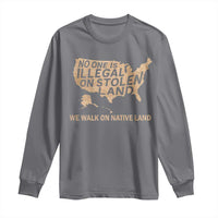 No One Is Illegal On Stolen Land Long Sleeve Shirt We Walk On Native Land Vintage American Map - Wonder Print Shop