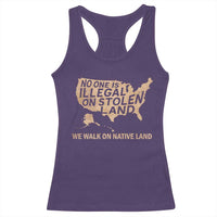 No One Is Illegal On Stolen Land Racerback Tank Top We Walk On Native Land Vintage American Map - Wonder Print Shop