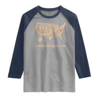 No One Is Illegal On Stolen Land Raglan Shirt We Walk On Native Land Vintage American Map - Wonder Print Shop