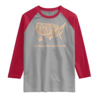 No One Is Illegal On Stolen Land Raglan Shirt We Walk On Native Land Vintage American Map - Wonder Print Shop
