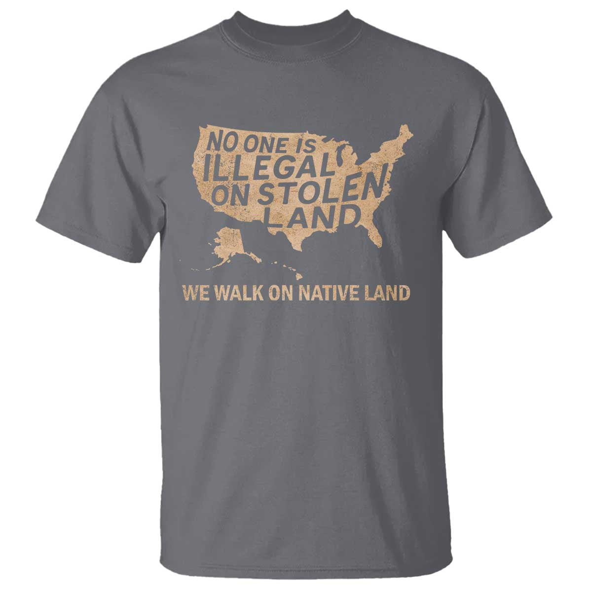 No One Is Illegal On Stolen Land T Shirt We Walk On Native Land Vintage American Map - Wonder Print Shop