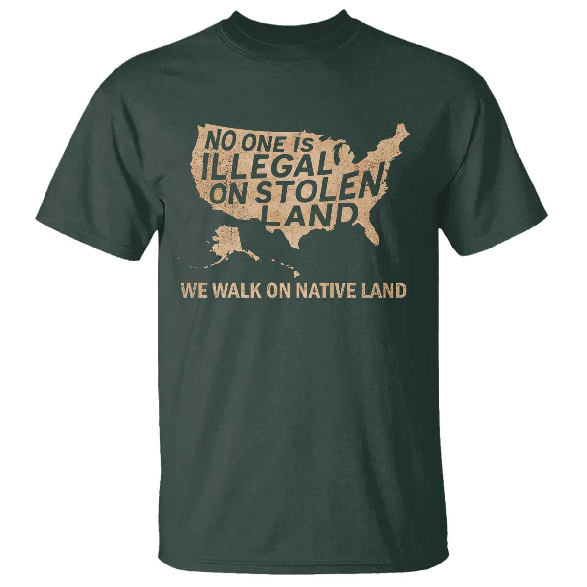 No One Is Illegal On Stolen Land T Shirt We Walk On Native Land Vintage American Map - Wonder Print Shop