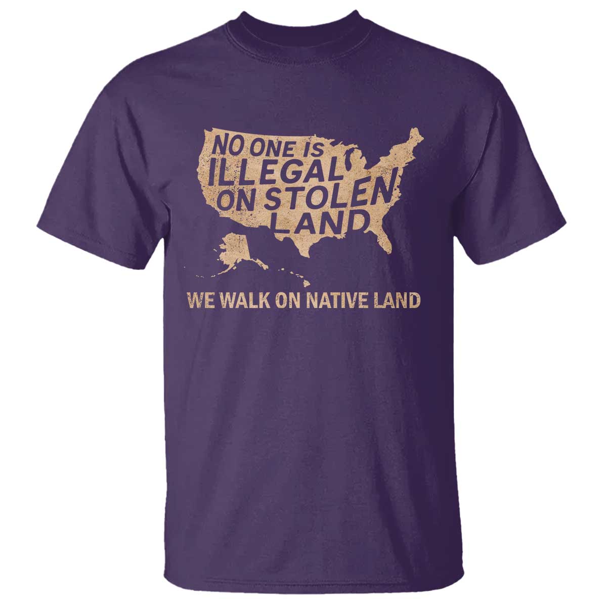 No One Is Illegal On Stolen Land T Shirt We Walk On Native Land Vintage American Map - Wonder Print Shop