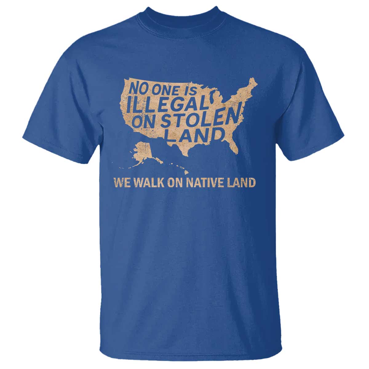 No One Is Illegal On Stolen Land T Shirt We Walk On Native Land Vintage American Map - Wonder Print Shop