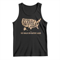 No One Is Illegal On Stolen Land Tank Top We Walk On Native Land Vintage American Map - Wonder Print Shop
