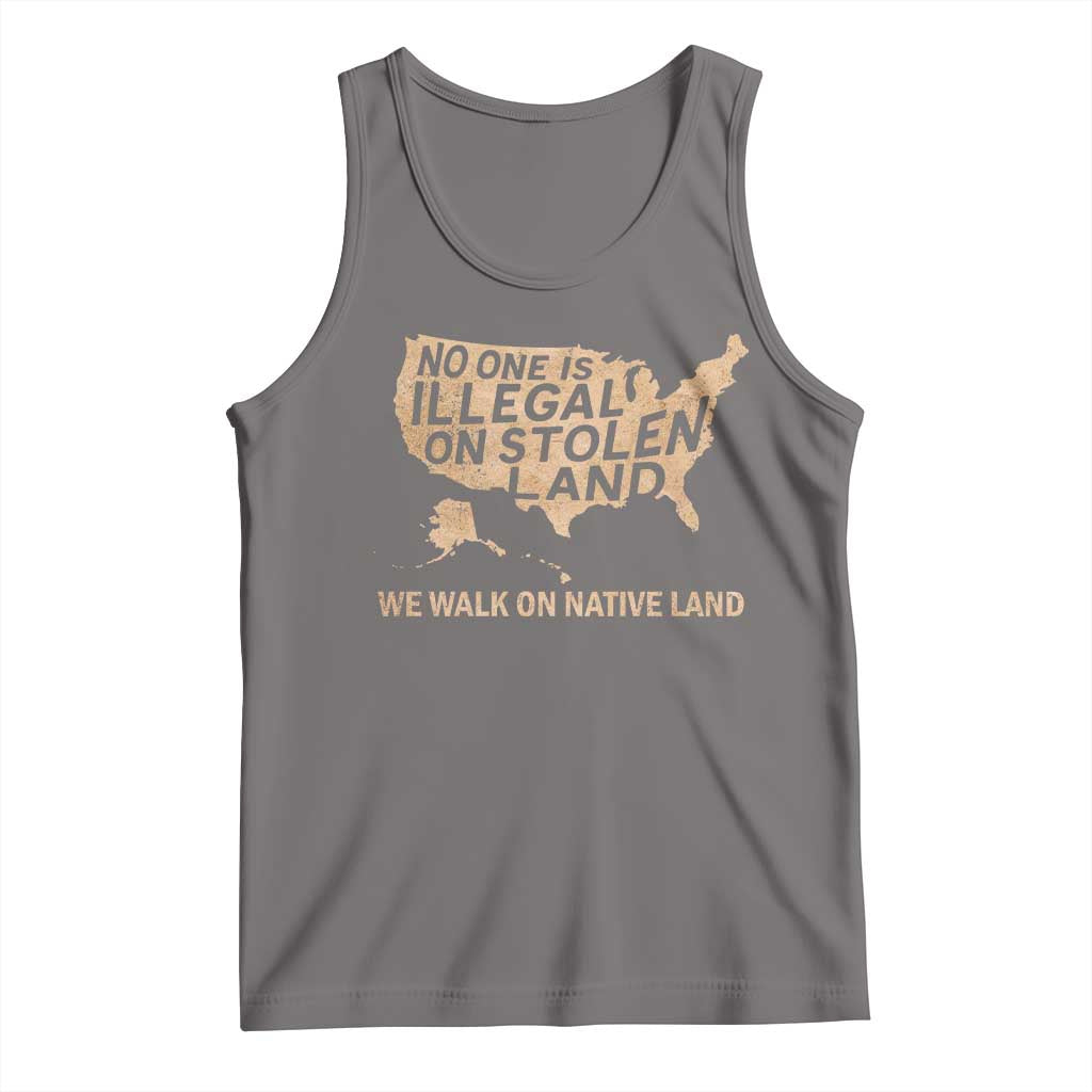 No One Is Illegal On Stolen Land Tank Top We Walk On Native Land Vintage American Map - Wonder Print Shop