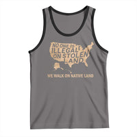 No One Is Illegal On Stolen Land Tank Top We Walk On Native Land Vintage American Map - Wonder Print Shop